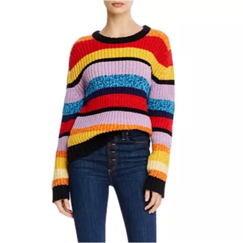 Alice + Olivia Barb Rainbow Striped Sweater Small - Picture 3 of 10